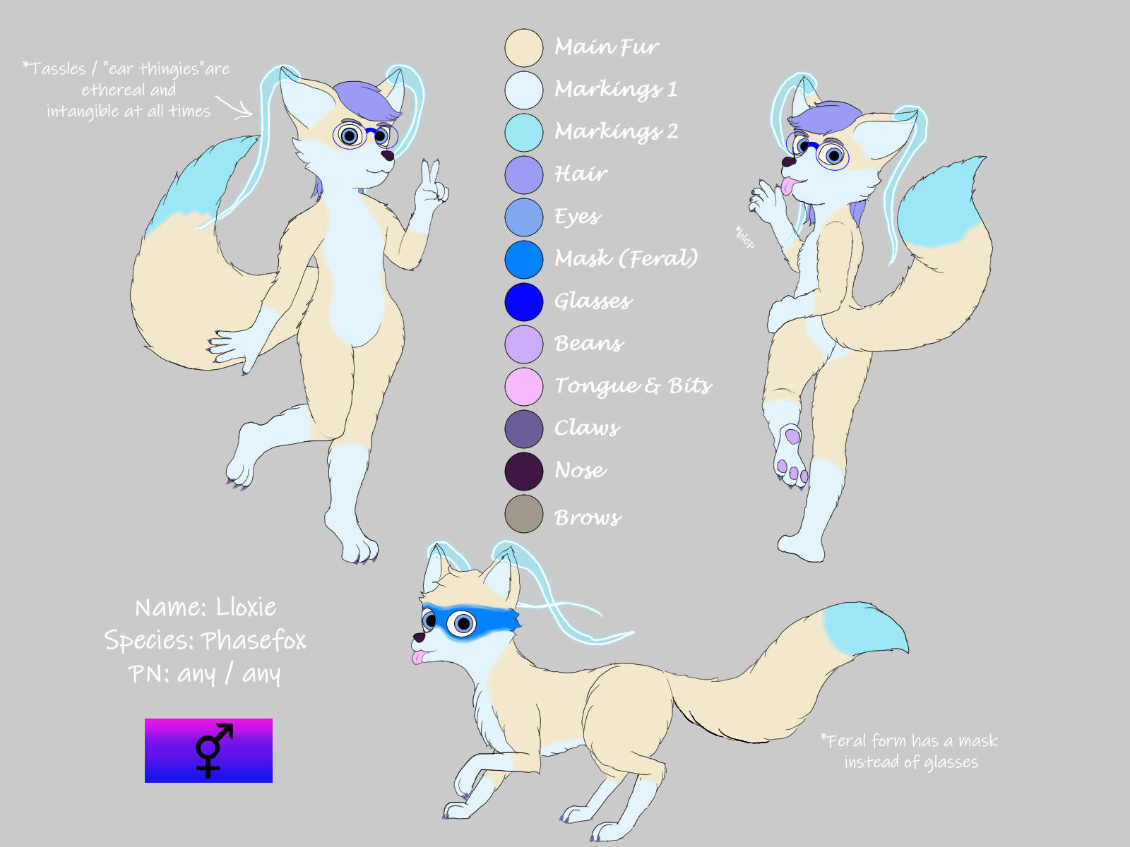 A cropped portrait of Lloxie the Phasefox